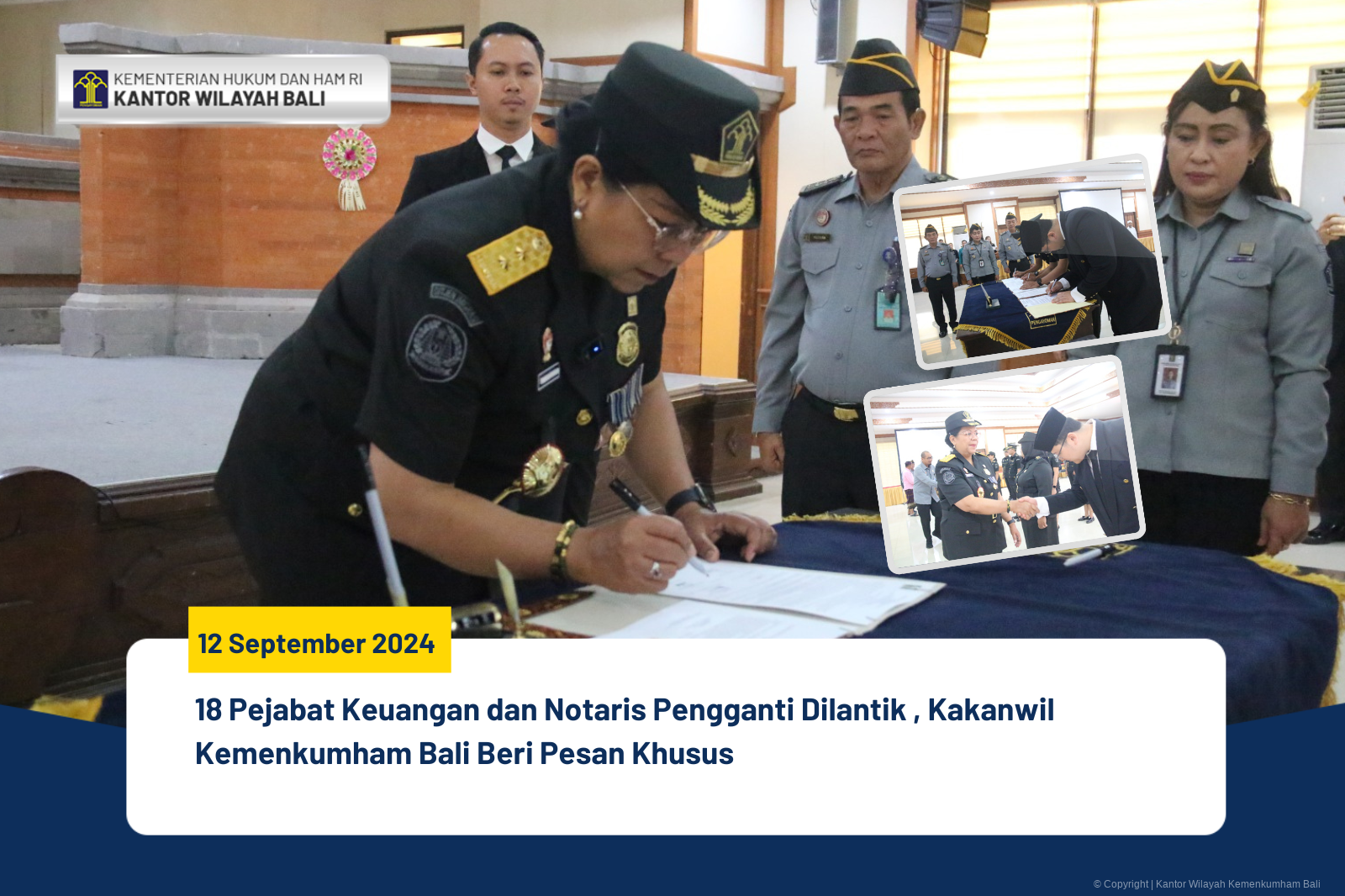 18 Pejabat Keuangan dan Notaris Pengganti Dilantik , Kakanwil Kemenkumham Bali Beri Pesan Khusus